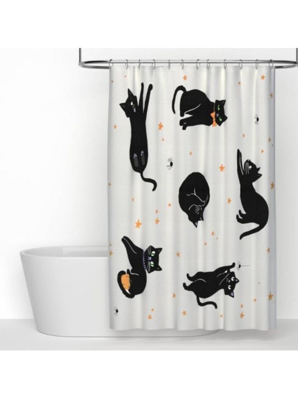 Hyde and EEK! Boutique - Halloween Black Cats Glow in the Dark Shower Curtain Wh